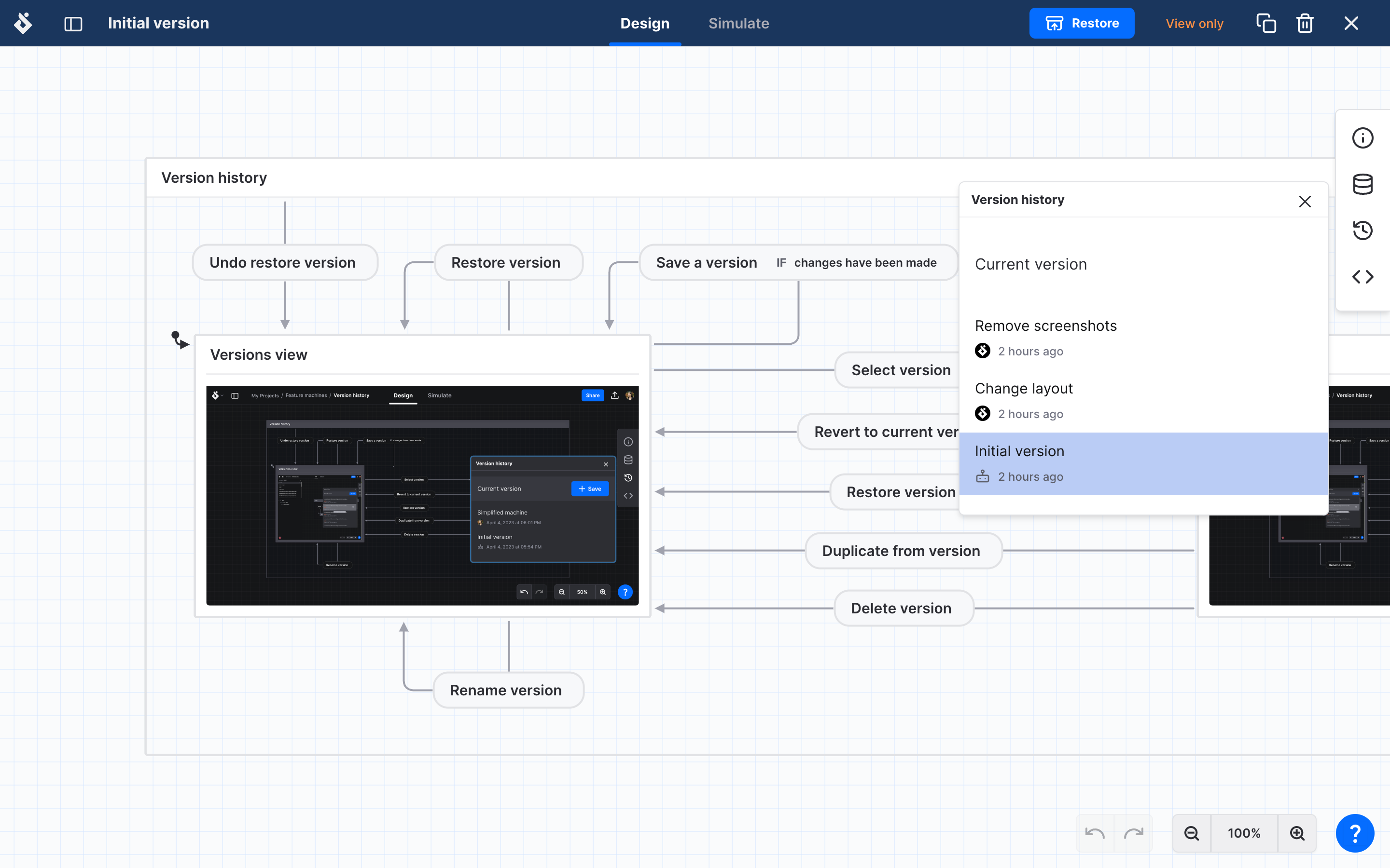 A version previewed in the Editor which highlights the top bar to show you’re in preview mode.